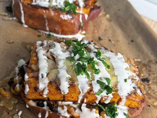 Fajita Tofu Stuffed Sweet Potatoes