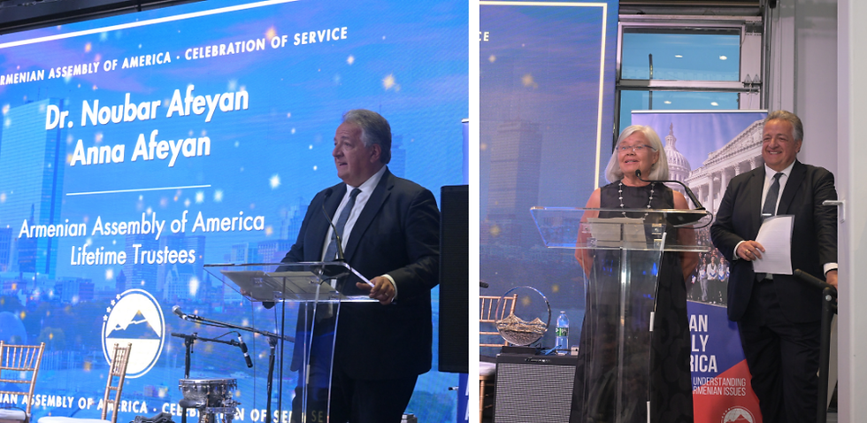 Assembly Life Trustees Dr. Noubar Afeyan and Anna Afeyan deliver tribute remarks in honor of the six awardees