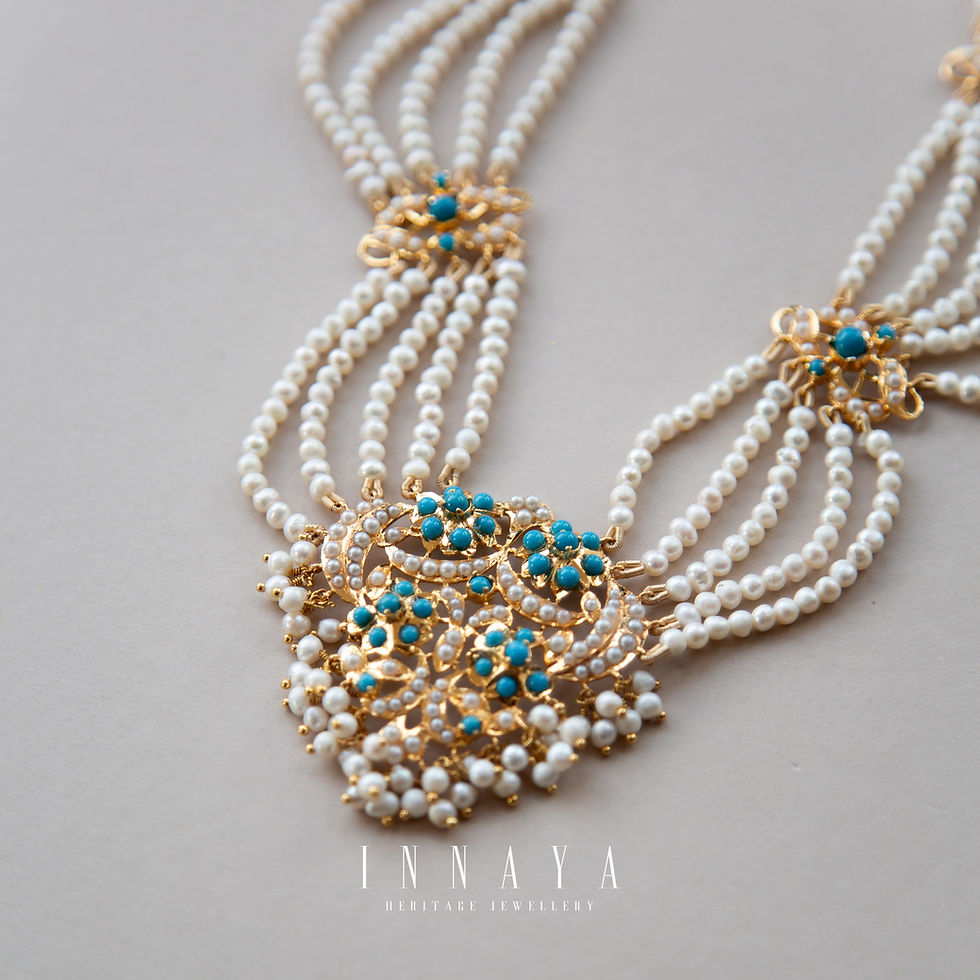 Thumbnail: Haniyah Necklace & Earrings Turquoise Pre Order