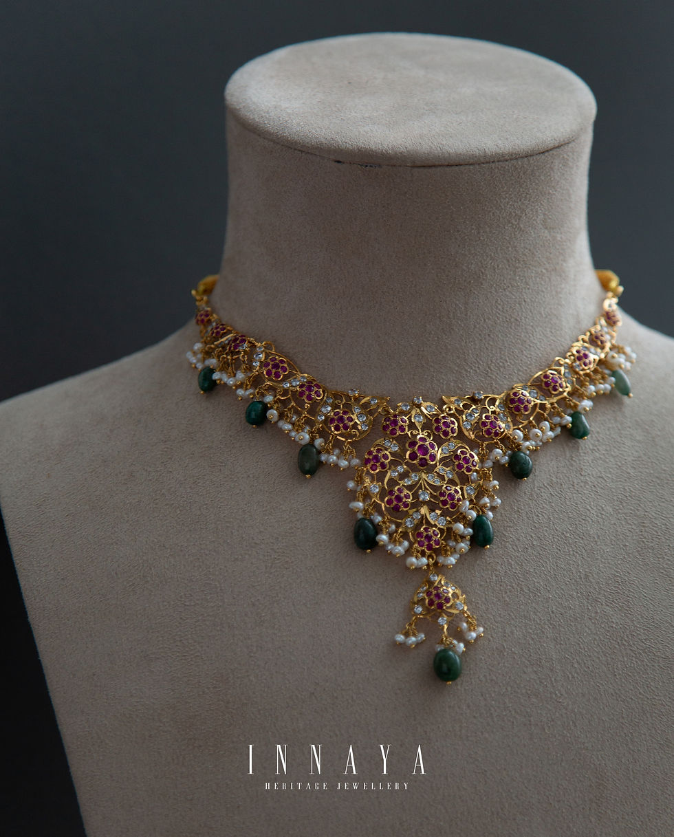 Thumbnail: Minahil Necklace Garnet Jade Pre Order