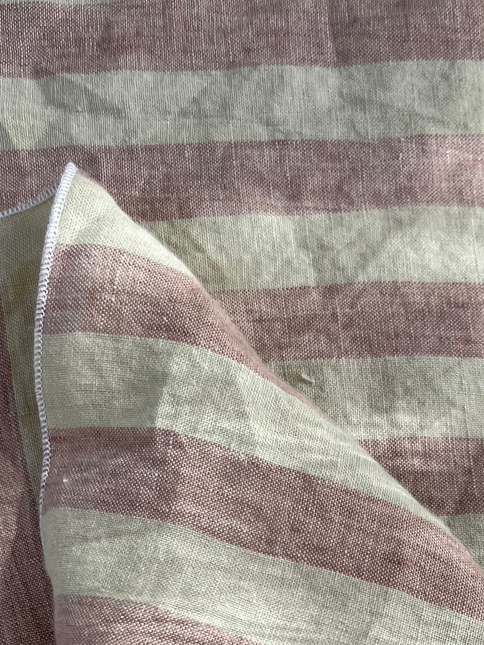 Thumbnail: Striped Linen Tablecloth - Pink