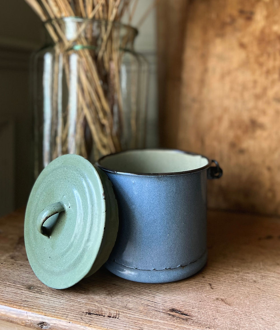 Thumbnail: Vintage Enamel Lidded Pot
