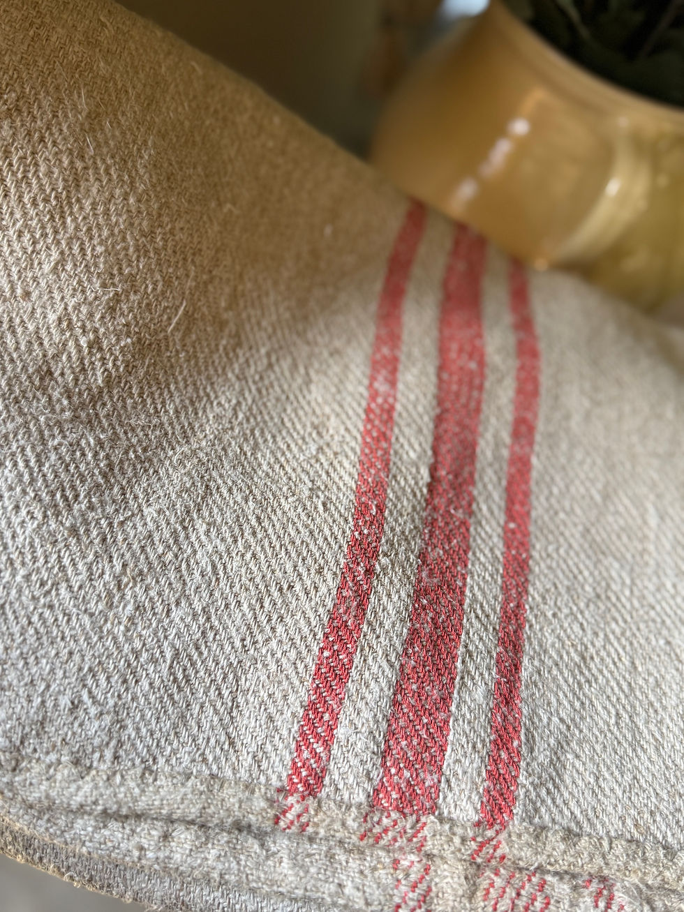 Thumbnail: Vintage Grain Sack - Red Stripe 1