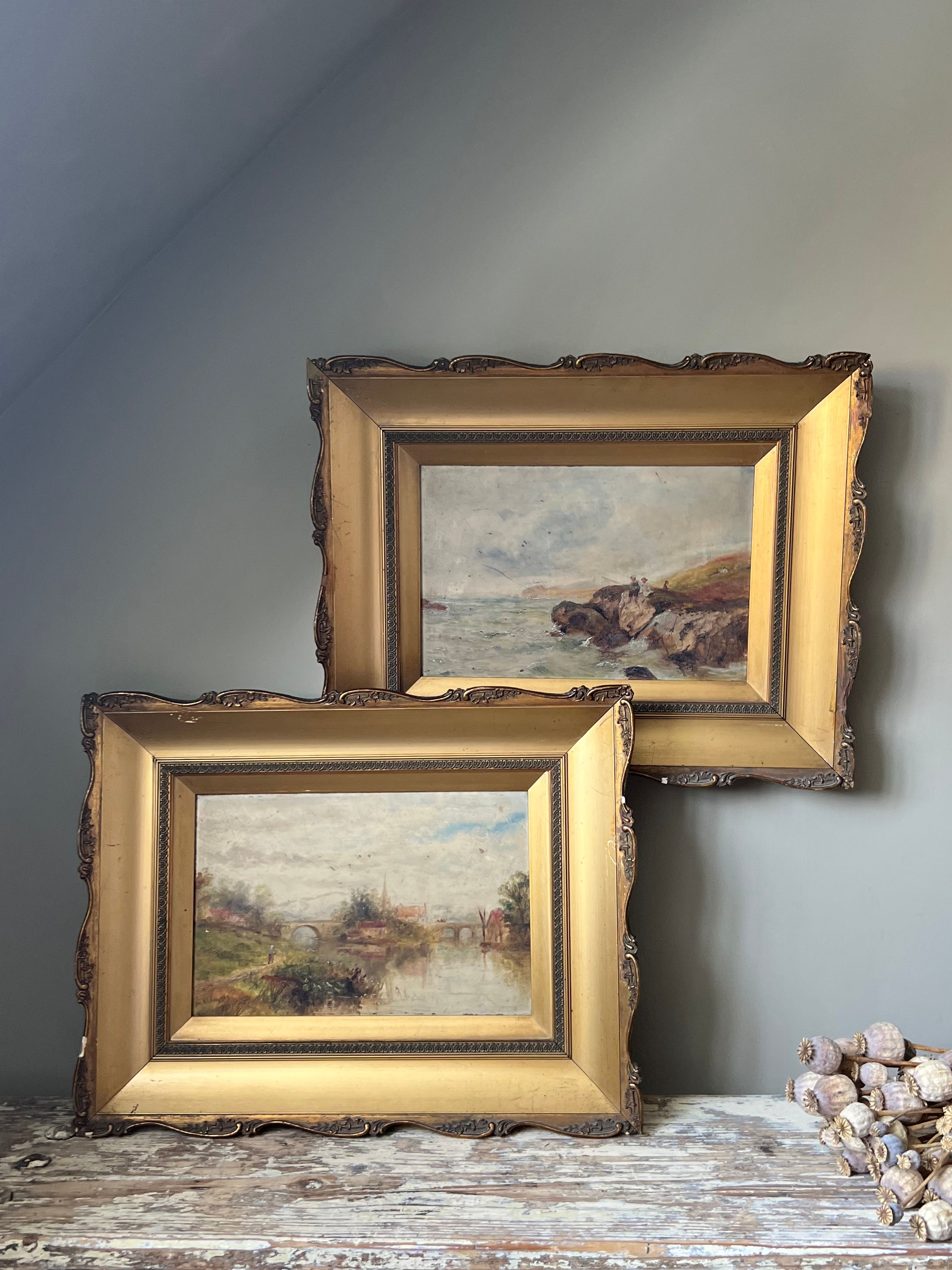 Framed Oil on Board Pair by N.B James (19th century)