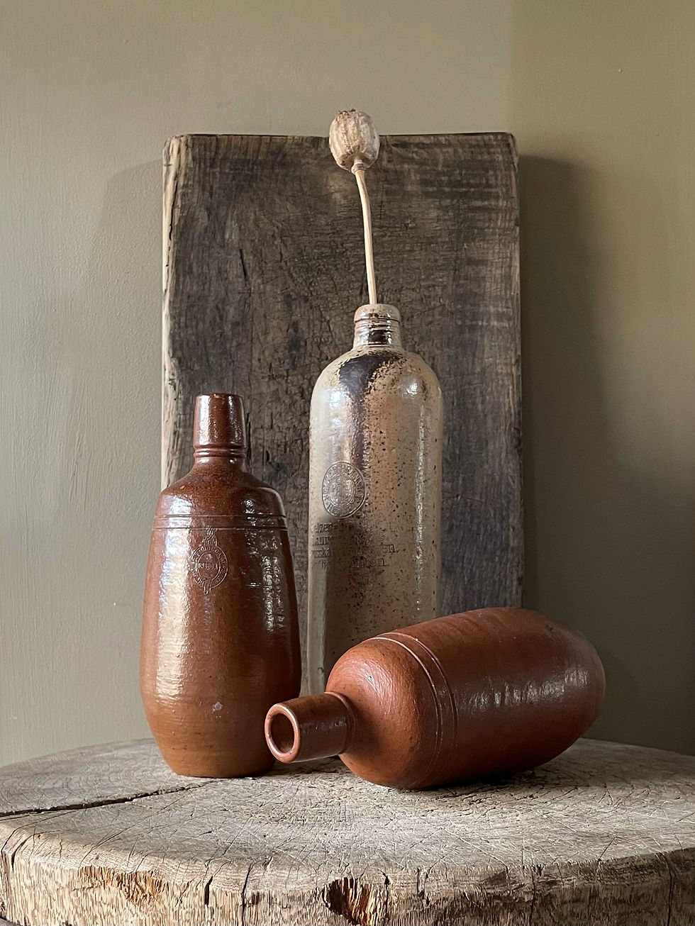 Thumbnail: Antique Hungarian Stoneware Bottles