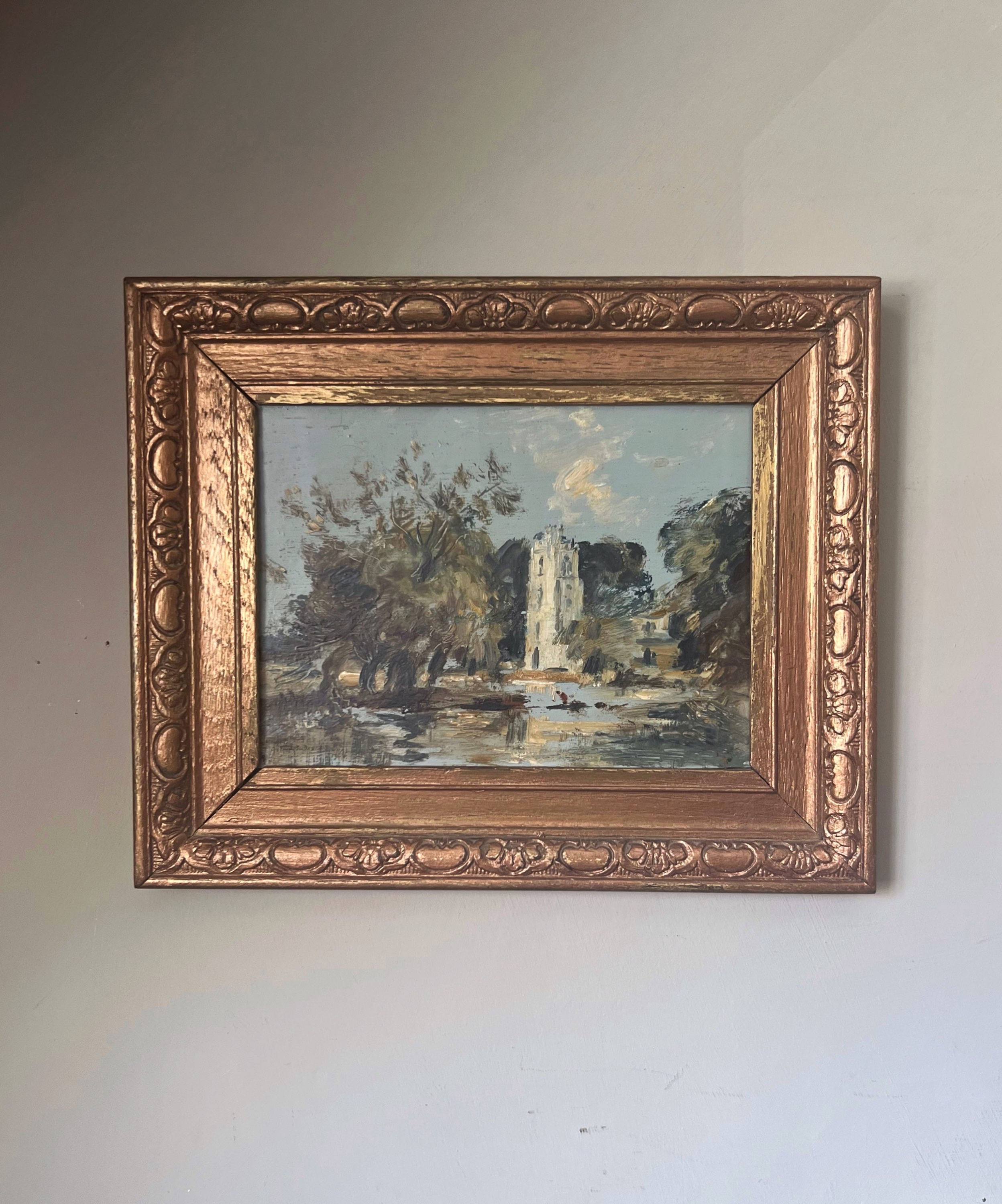 Oil on Board of St James Church by Arthur E Davies RBA, RCA (1893 - 1988)