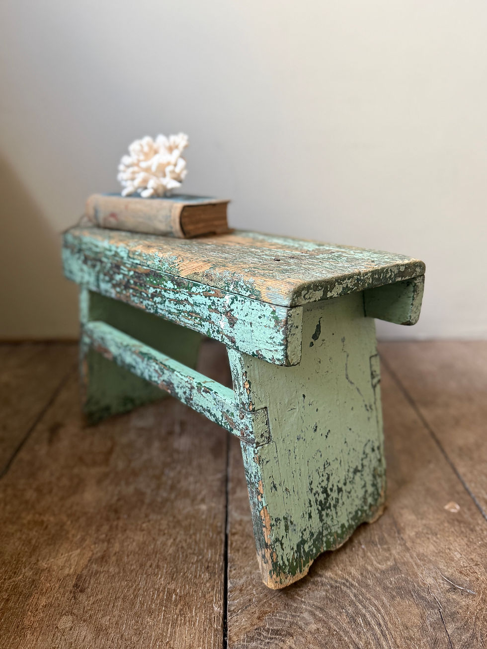 Thumbnail: Antique Chippy Painted Wooden Stool