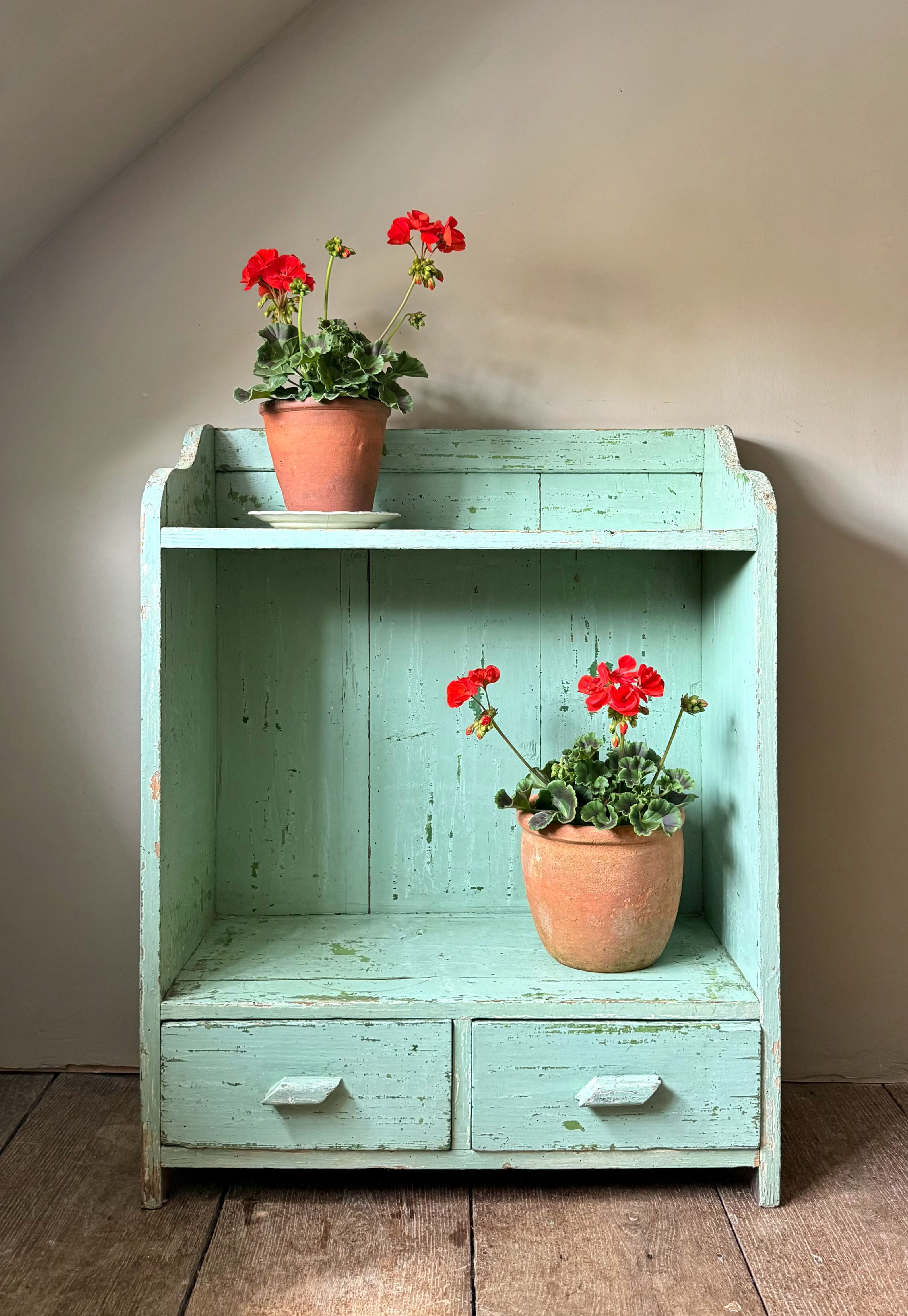 Vintage Painted Pine Shelf Unit