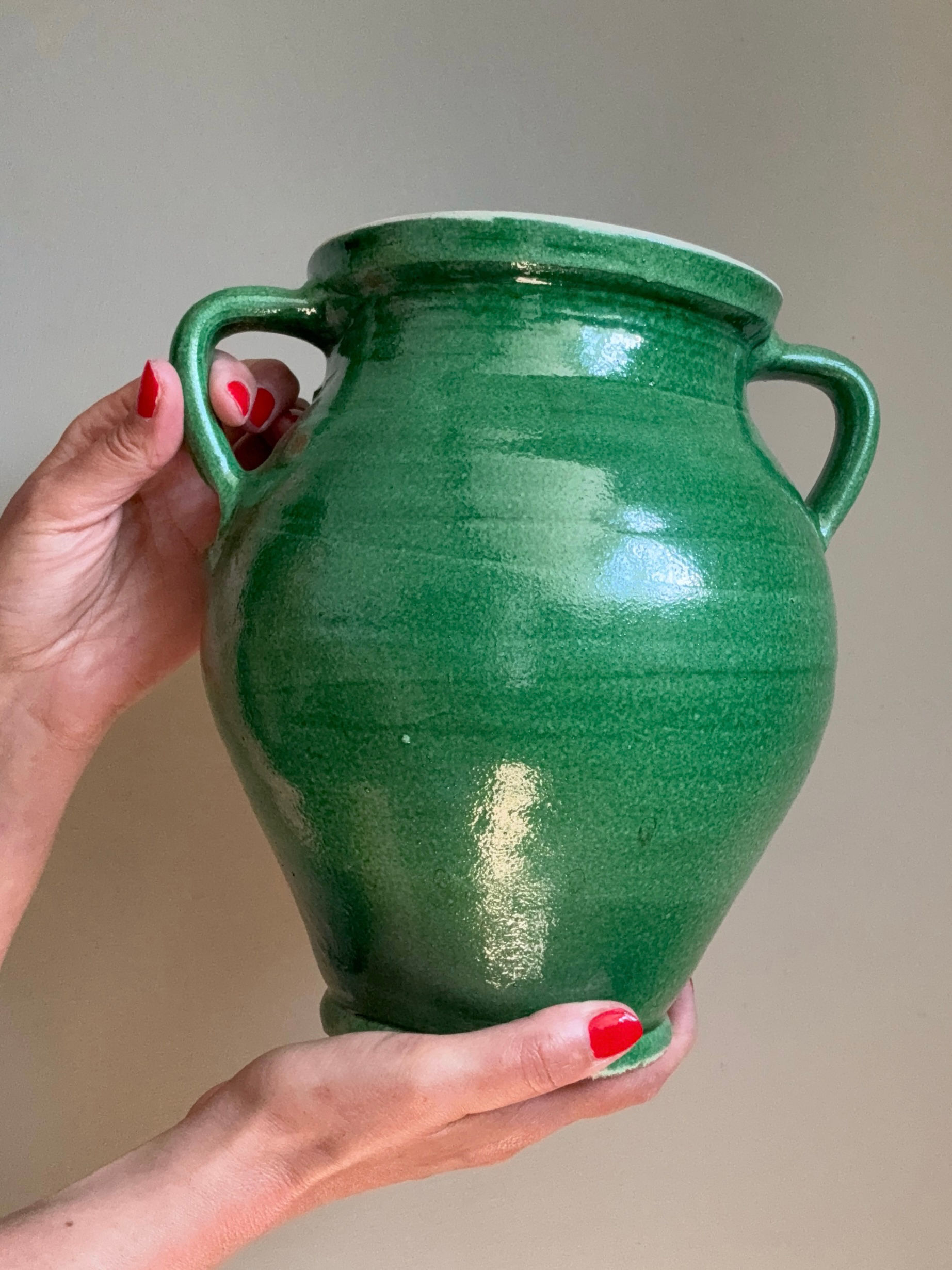 Light Green Glazed Two Handled Pot 1