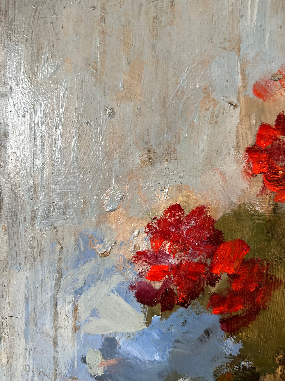 Thumbnail: Still Life Oil on Board of Geranium