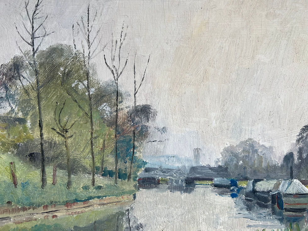 Thumbnail: Oil on Board River Scene