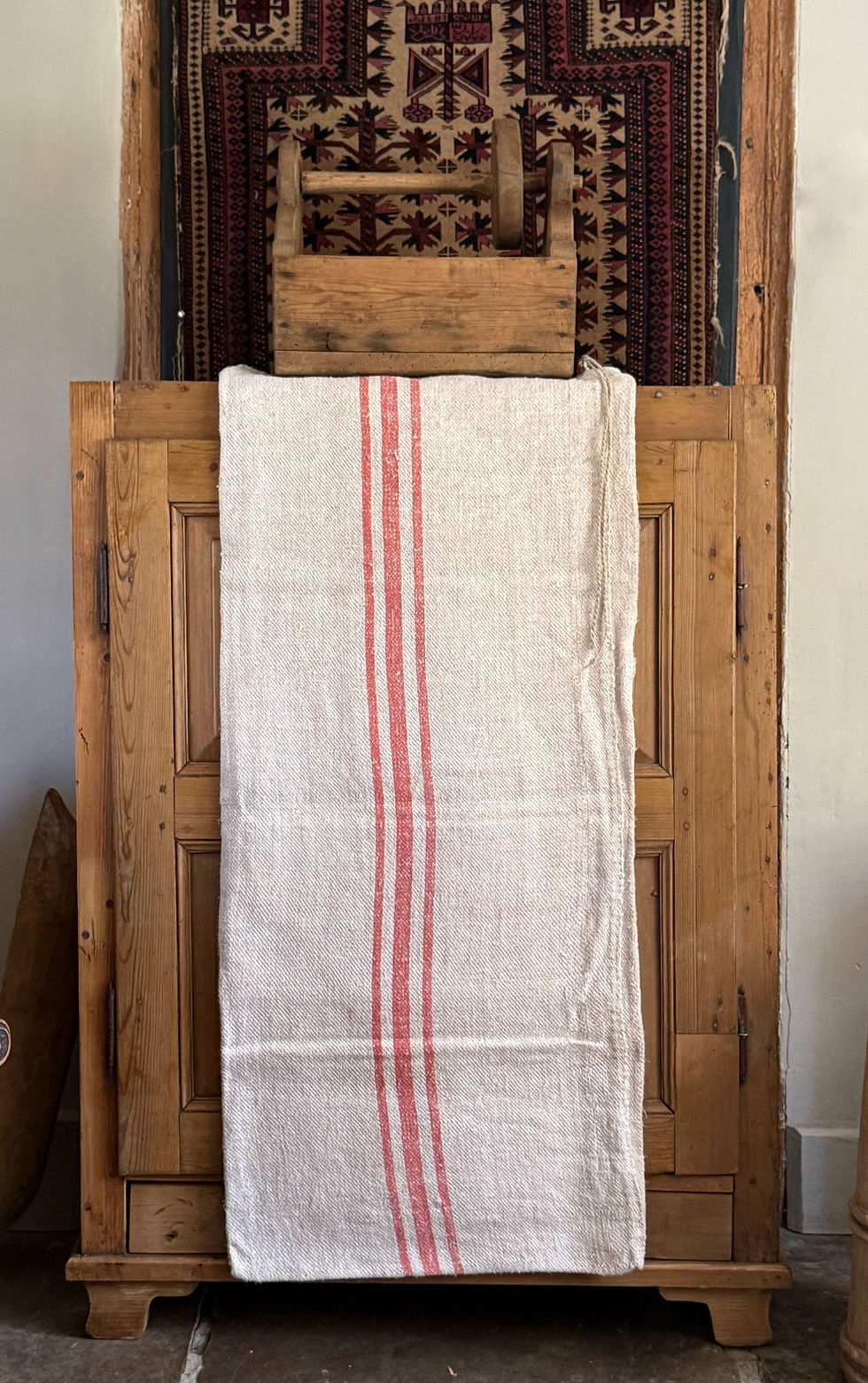 Thumbnail: Vintage Grain Sack - Red Stripe 1