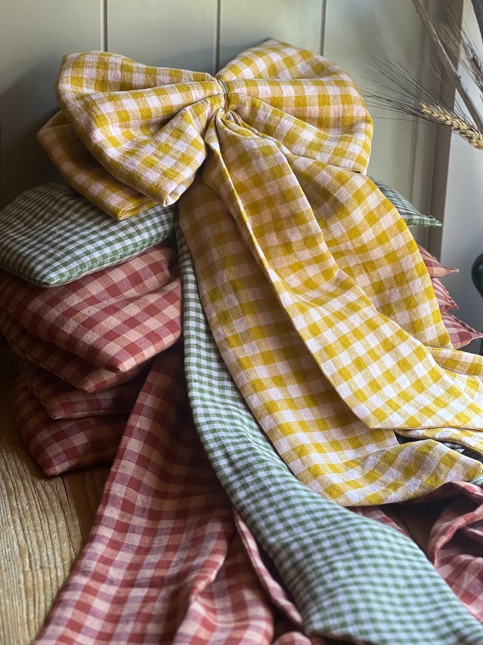 Thumbnail: Yellow and Pink Linen Bow - Two Sizes