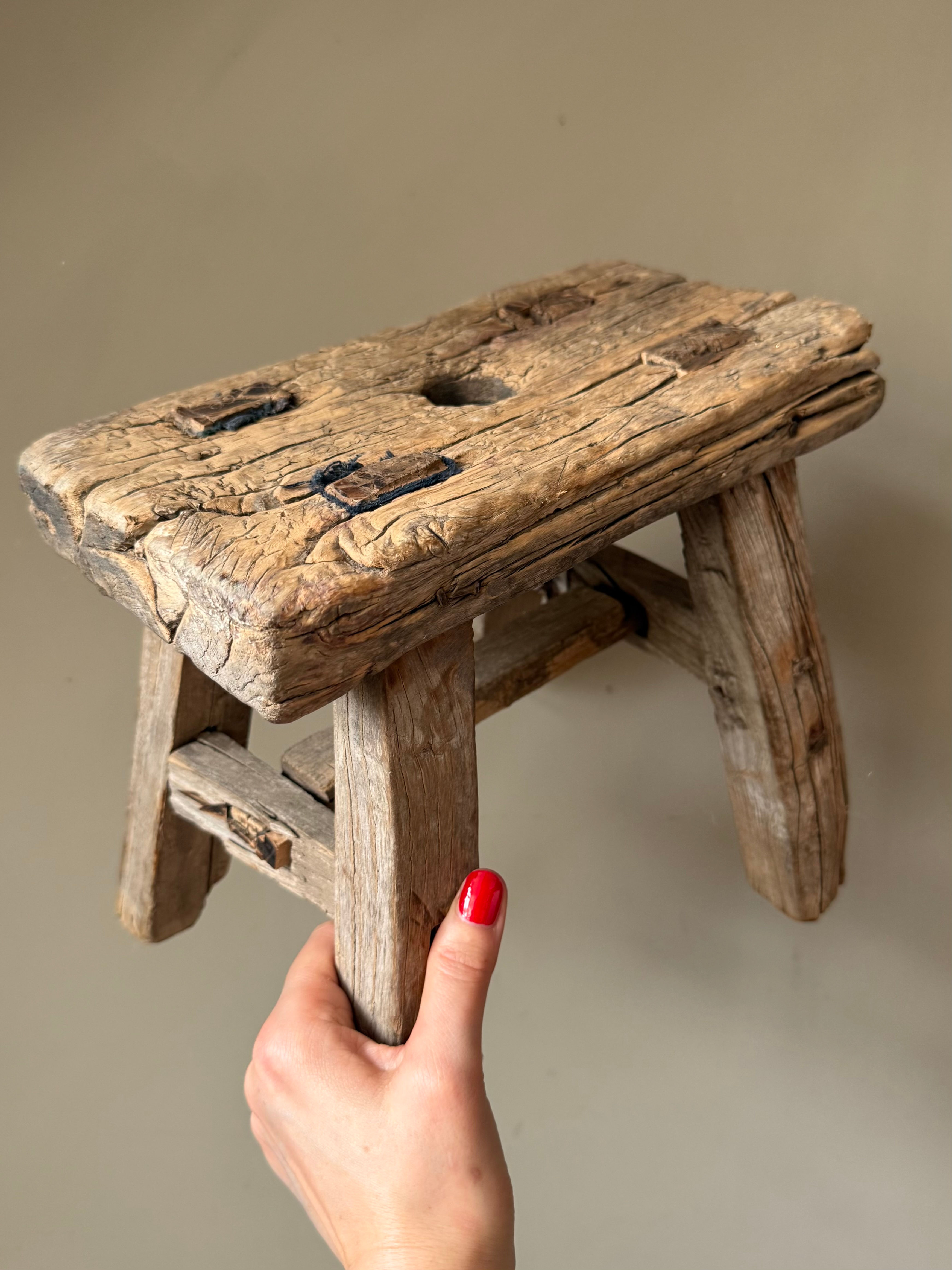 Small Rustic Elm Stool