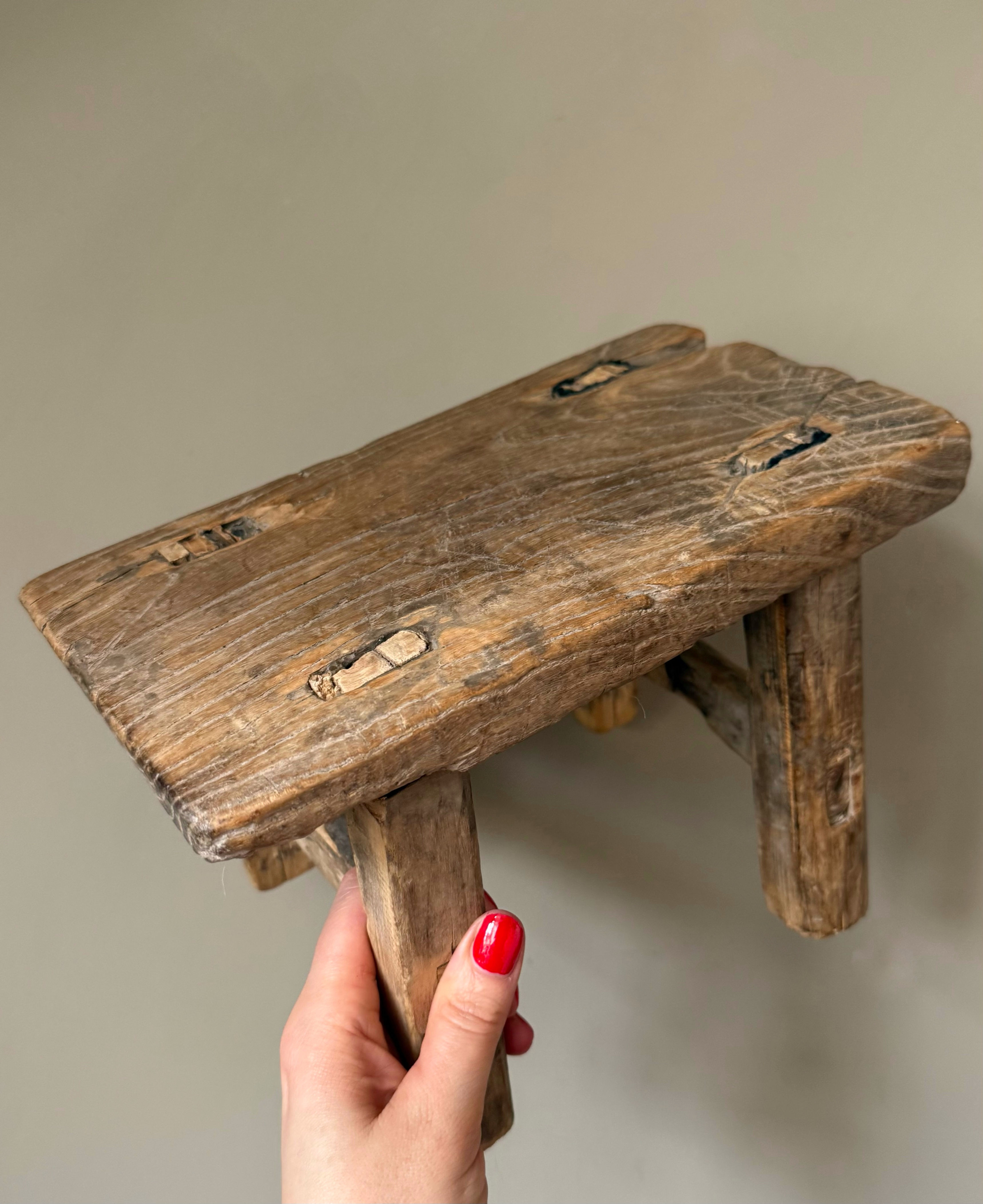 Small Rustic Elm Stool