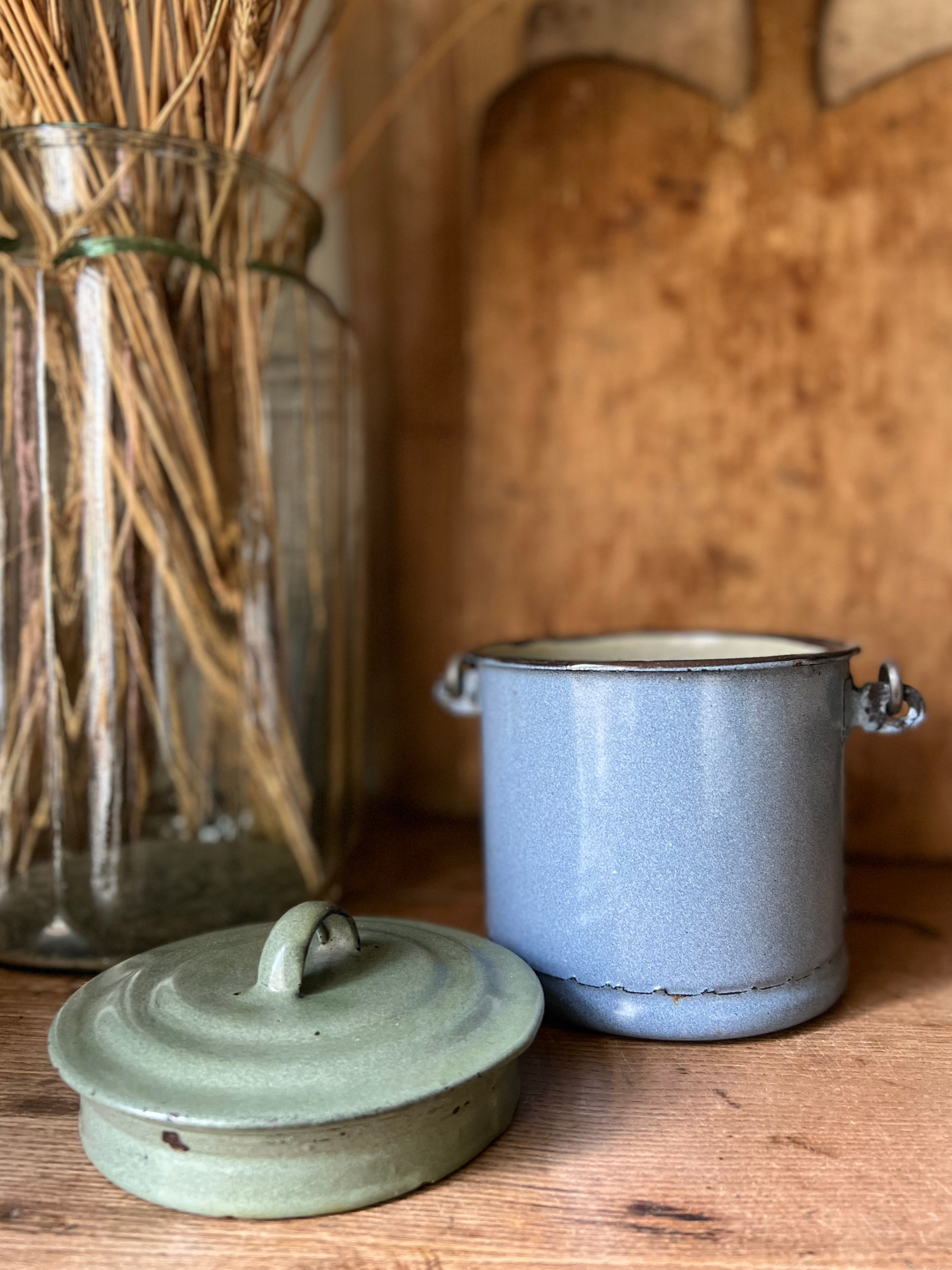 Vintage Enamel Lidded Pot