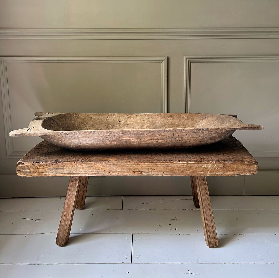 Thumbnail: Large Antique Dough Bowl with Carved Date and Initials