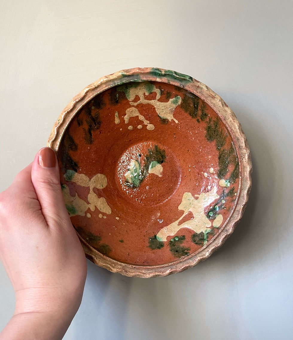 Thumbnail: Vintage Wavy Edged Clay Bowl 