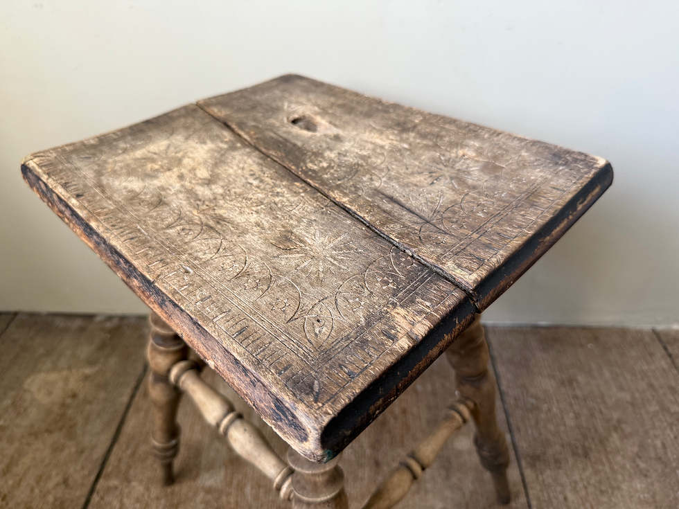 Thumbnail: Vintage Wooden Etched Side Table 