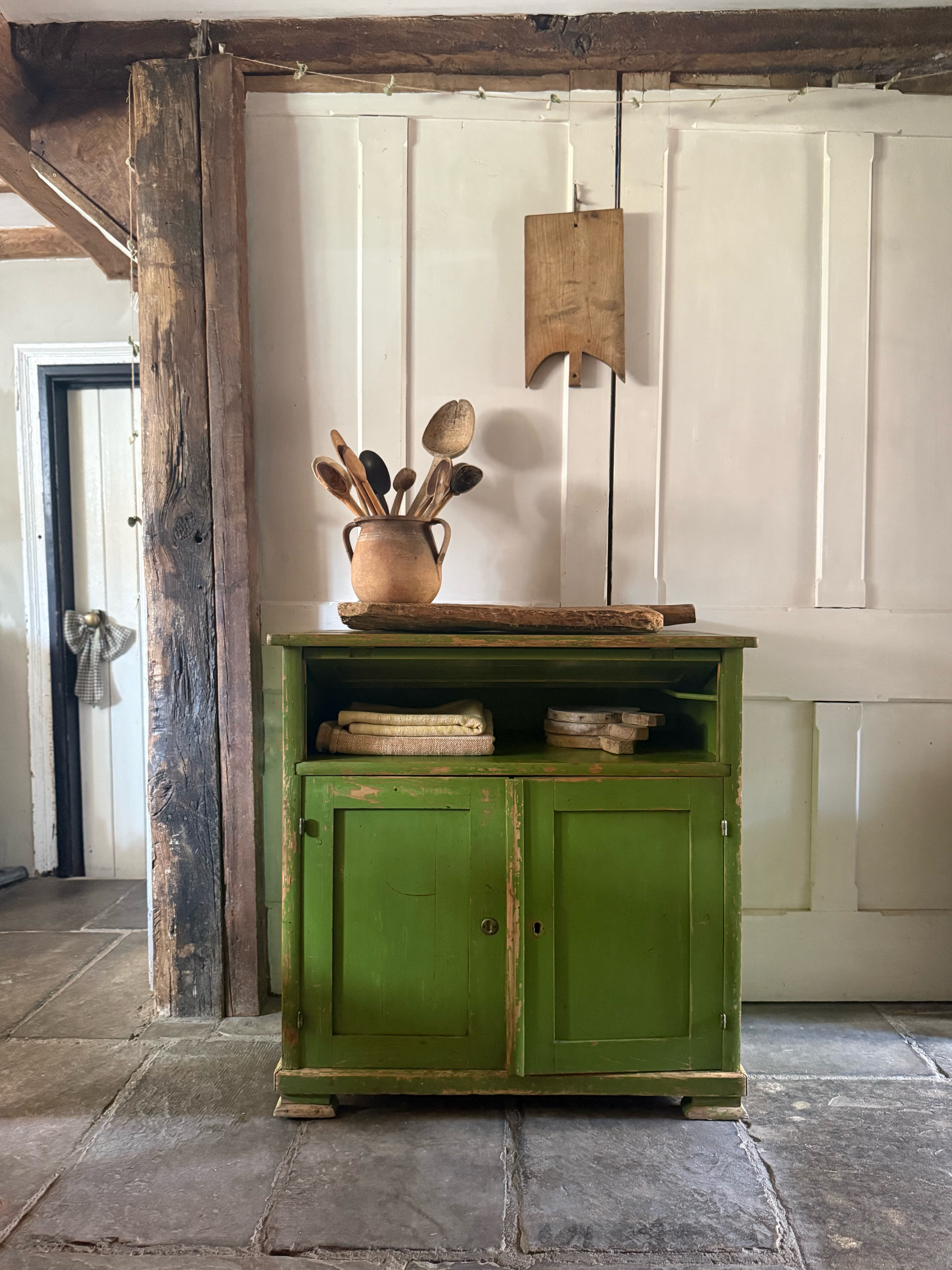 Vintage Painted Pine Cupboard/Work Station