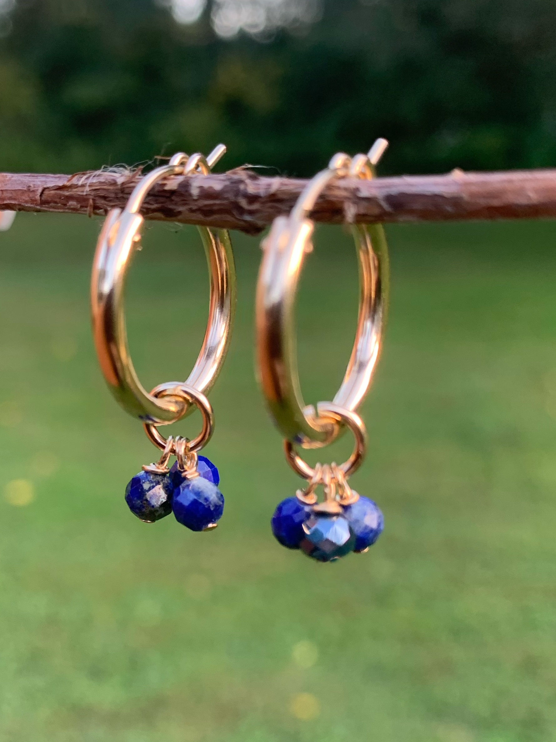 Hoops with Removable Lapis Rondell Loops!