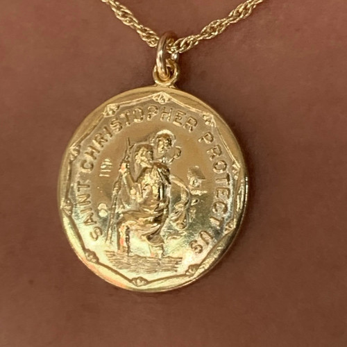 Saint Christopher (26mm) with Chain 14K Gold Filled Deo duPont Jewelry