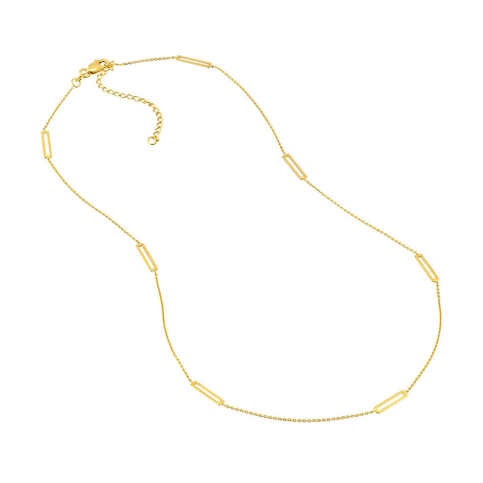 Thumbnail: 14K Gold Rectangular Station Necklace