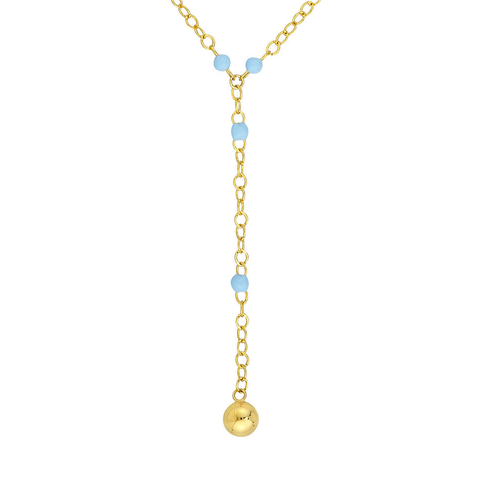Thumbnail: Light Blue Enamel Layered Lariat Necklace