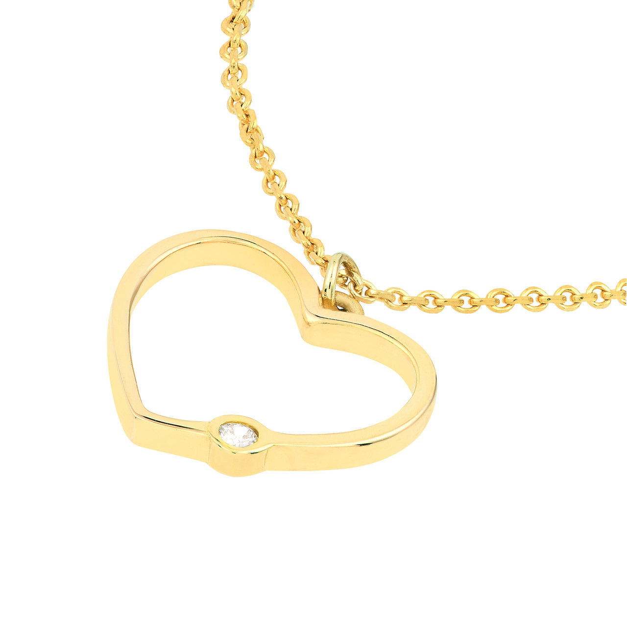14K Open Heart Diamond Bezel Necklace