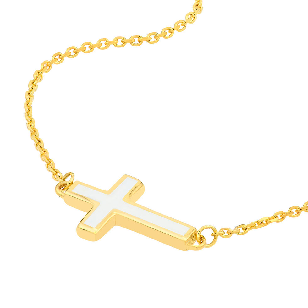 Thumbnail: White Enamel Sideways Cross Necklace