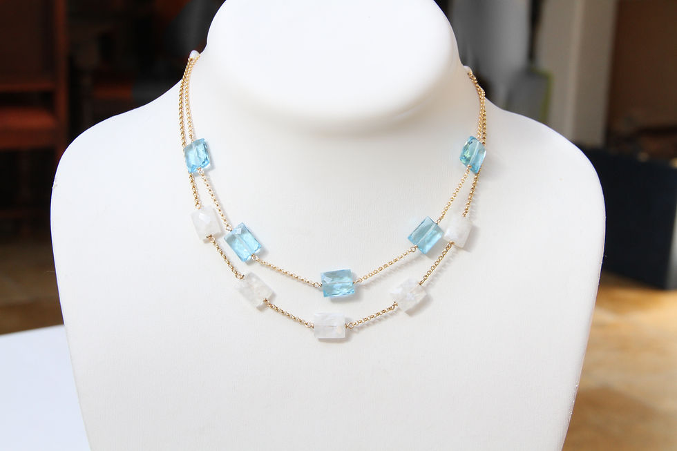 Thumbnail: Moonstone Chiclet Gemstone Necklace