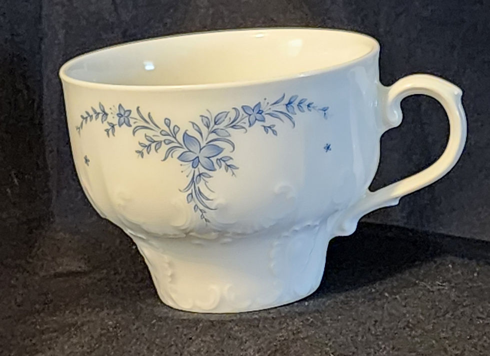 White Blue Floral Teacup