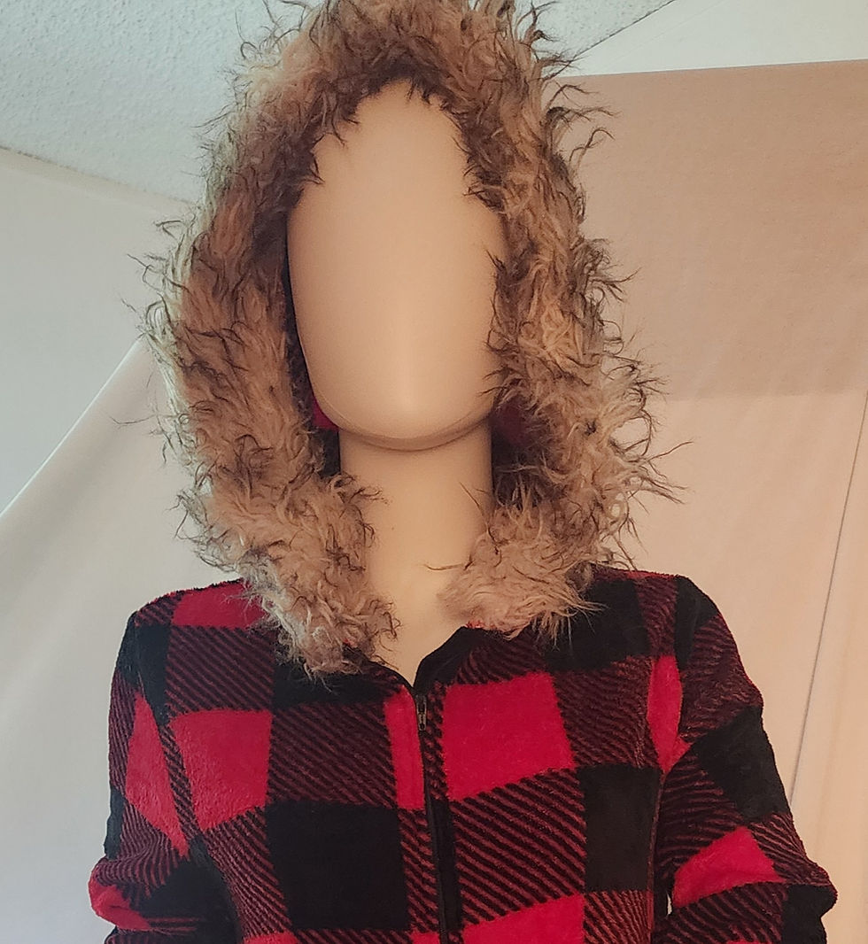 Women's Holiday Time Pajama Onsie with a faux fur-trimmed hoodie