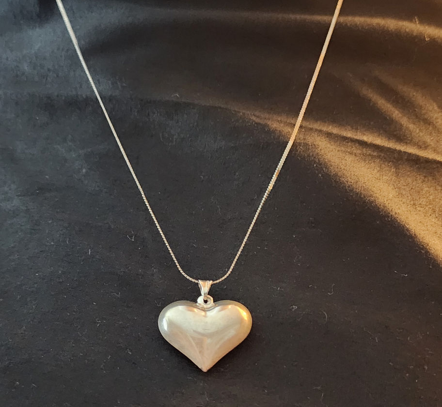 Silver Puffy Heart Necklace