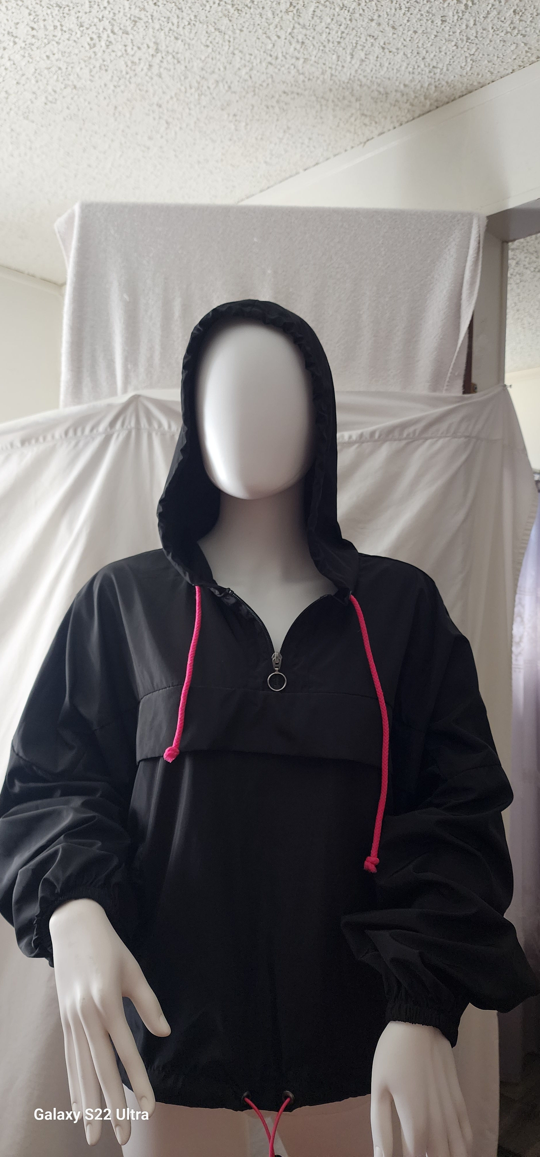 Black/Pink Pullover Windbreaker