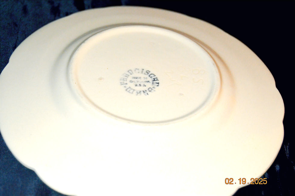 Franciscan Desert Rose Bread - Butter Plate with rare 1940s CA backstamp.-Rear view