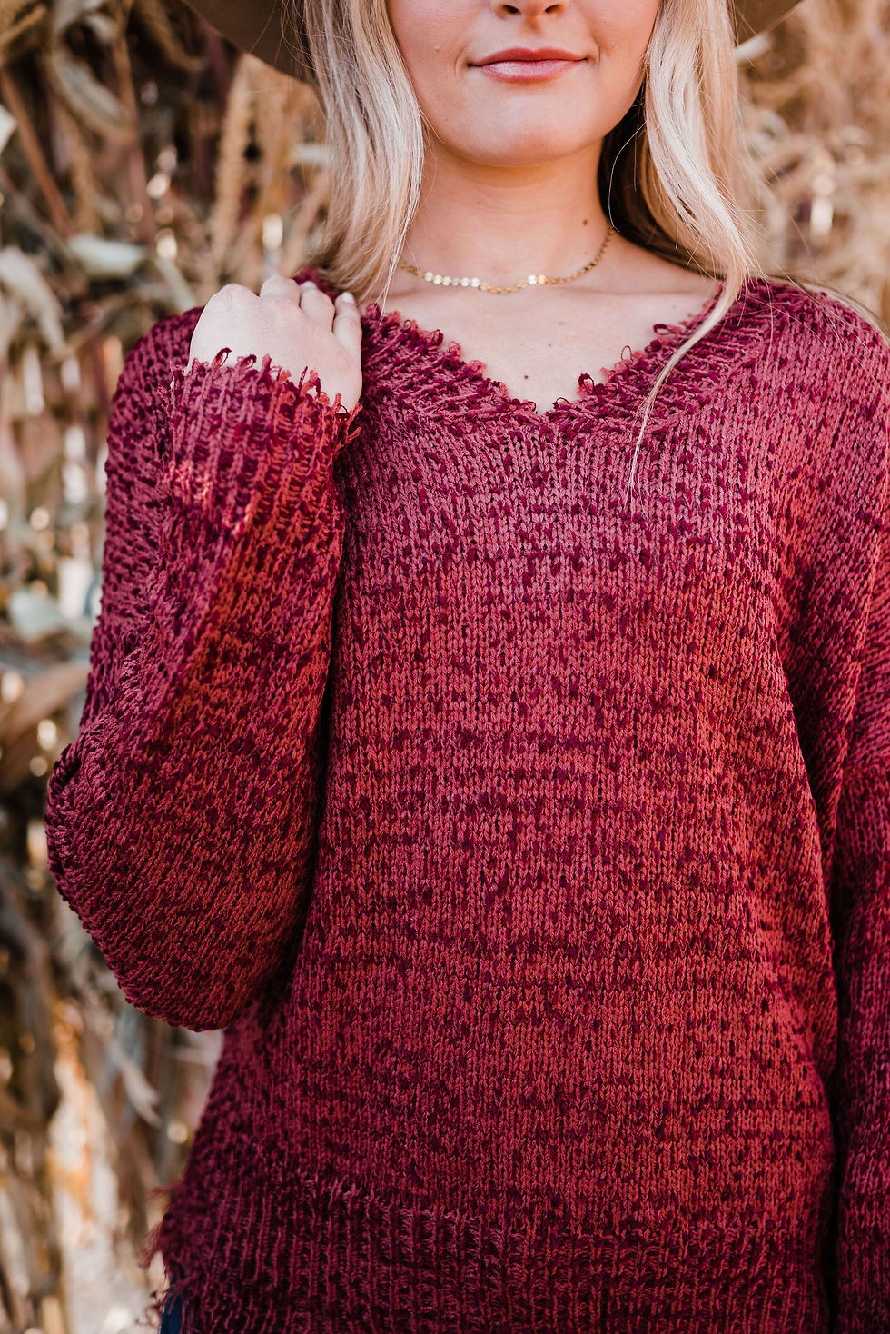 Thumbnail: Falling Leaves Frayed Hem Sweater