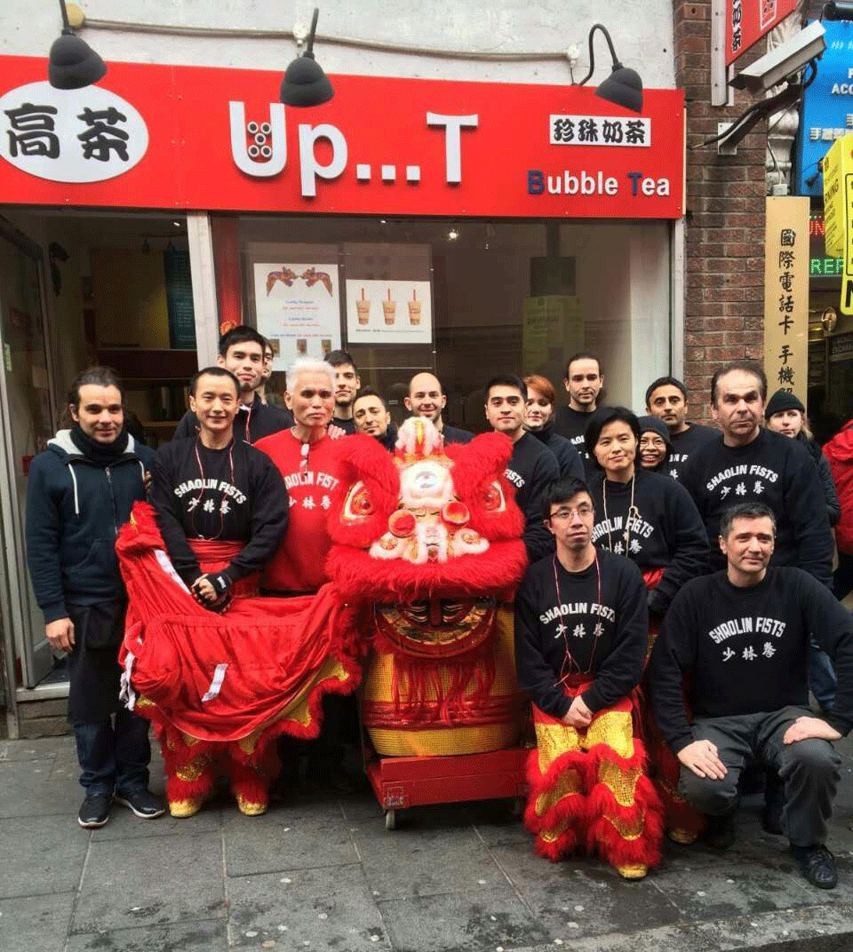 Shaolin Lion dance troupe in London Chinatown