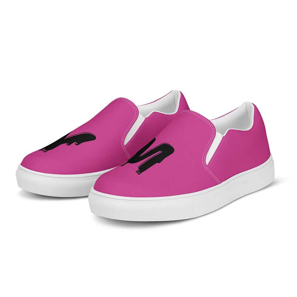 Miniaturbild: Pink slip-on canvas shoes with black logo