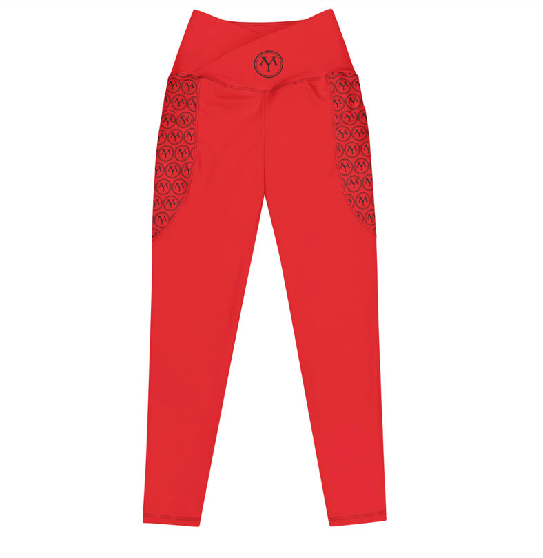 Red yoga pants with side design