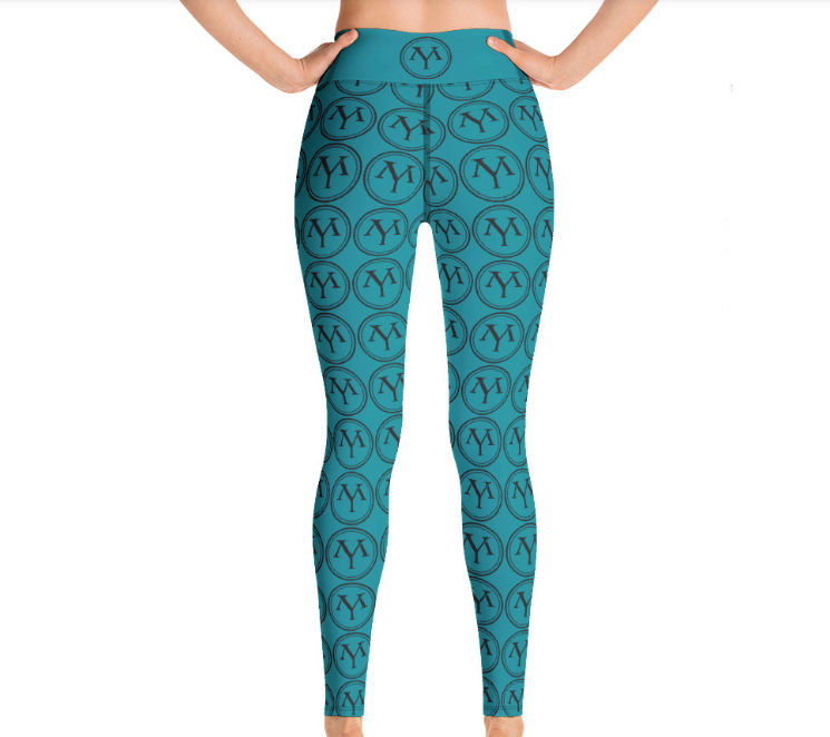 Teal YM Drip Letter Track Pants: Stylish Yoga Leggings