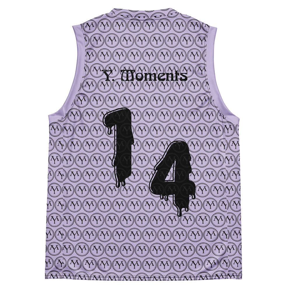 Purple YM Moments sleeveless jersey, number 14