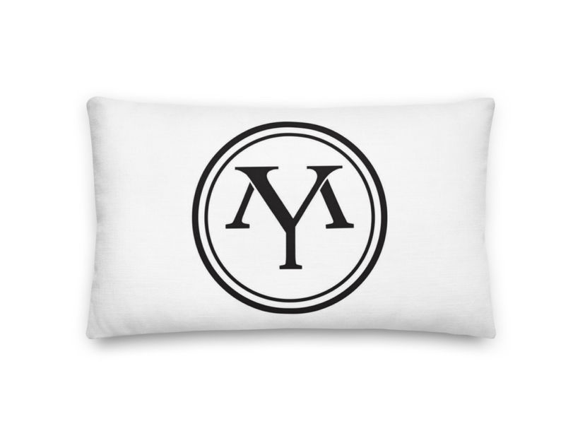 Thumbnail: White pillow with black monogram AY