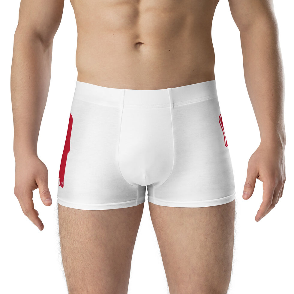 Küçük resim: White boxer briefs with red side stripes