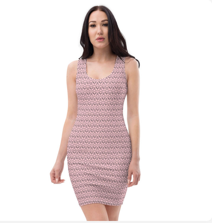 Thumbnail: Woman in pink patterned bodycon dress