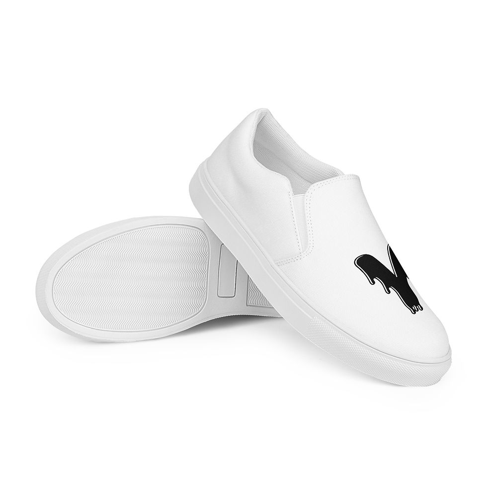 Miniaturbild: White slip-on sneakers with black logo