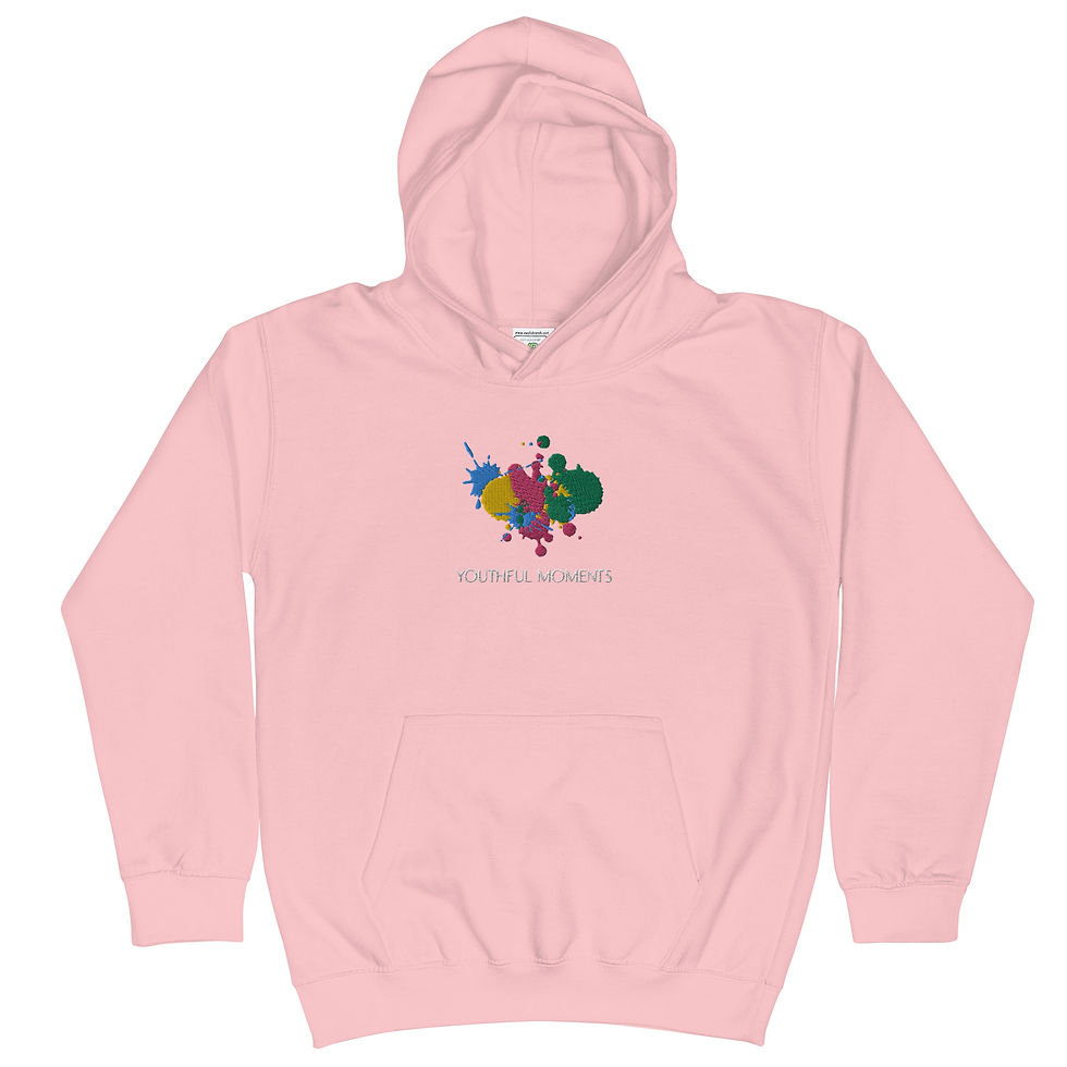 Miniatura: Pink kids' hoodie with colorful abstract design