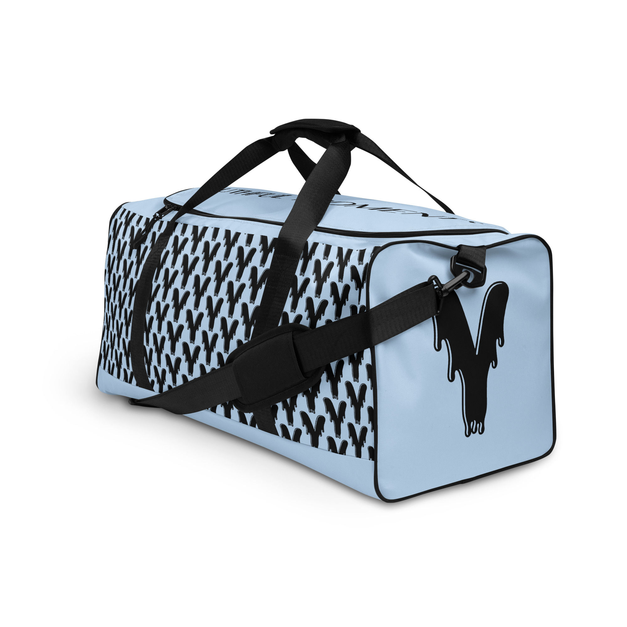 Light blue YM Drip Letter Backpack