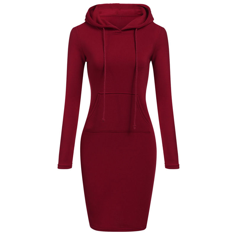 Thumbnail: Pull-over Hooded Sweatshirt Dress