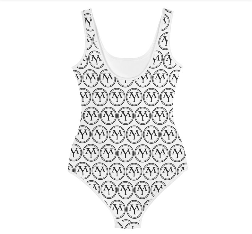 White YM logo swimsuit